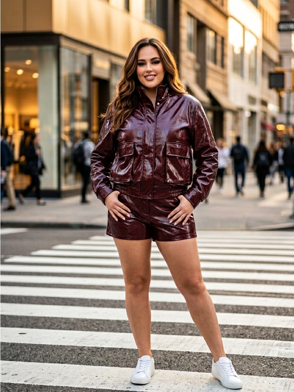 Fashion Nova Burgundy Faux Leather Jacket Set